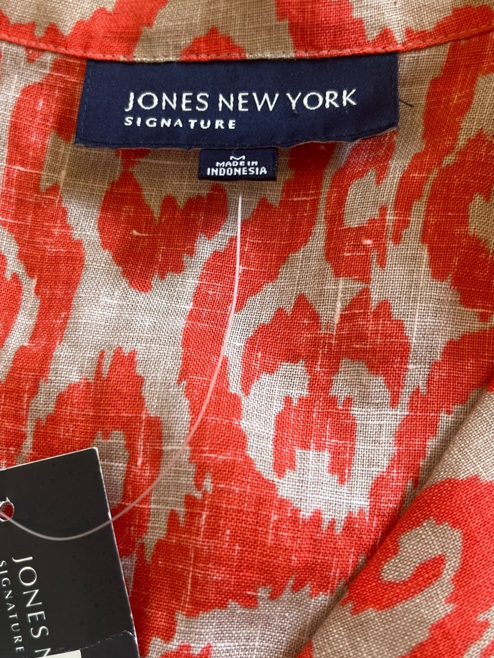 Jones New York Coral and Beige Patterned linen  tunic - Picture 2 of 8